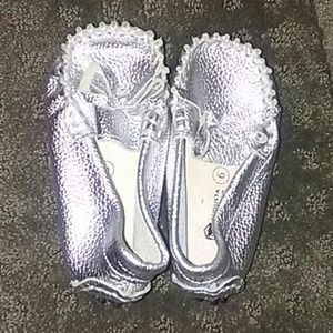 Brand new silver baby mocassins